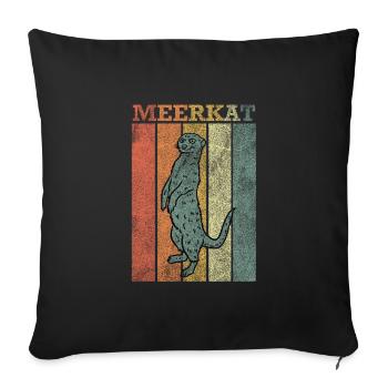 Meerkat - Throw Pillow Cover 17.5” x 17.5” - black - Front