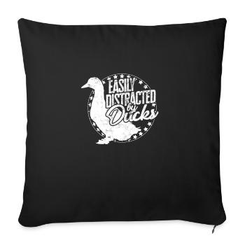 Easily distracted by ducks - ducky - Throw Pillow Cover 17.5” x 17.5” - black - Front