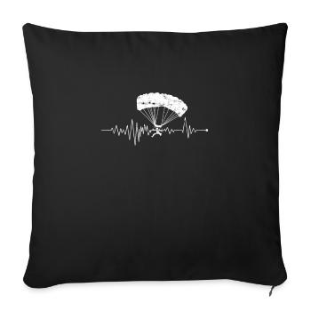 Heartbeat and a man on a parachute - flying - Throw Pillow Cover 17.5” x 17.5” - black - Front