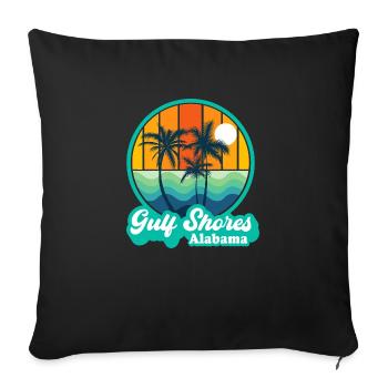 Vintage Gu lf Shores Alabama Summer Vacation Beach - Throw Pillow Cover 17.5” x 17.5” - black - Front