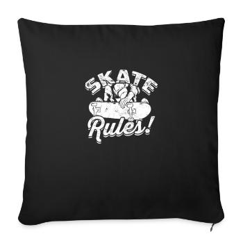 Skating Rules! - Skating - Throw Pillow Cover 17.5” x 17.5” - black - Front