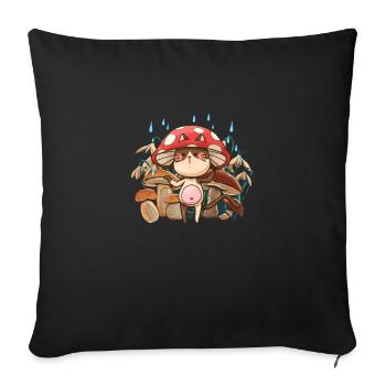 Cottagecore Kawaii - Rustic Aesthetics - Throw Pillow Cover 17.5” x 17.5” - black - Front
