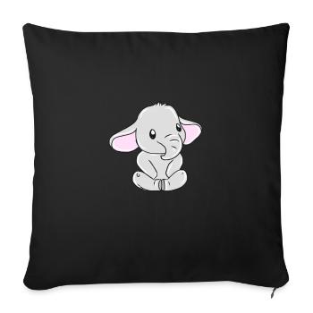 Elephant - Throw Pillow Cover 17.5” x 17.5” - black - Front