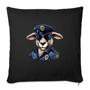 Sheep policeman - Throw Pillow Cover 17.5” x 17.5” - black - Front