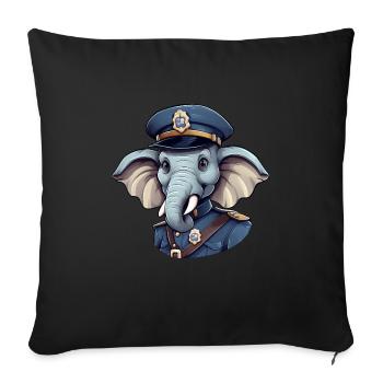 Elephant policeman - Throw Pillow Cover 17.5” x 17.5” - black - Front
