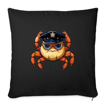 Crabs policeman - Throw Pillow Cover 17.5” x 17.5” - black - Front