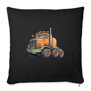 Orange truck - Throw Pillow Cover 17.5” x 17.5” - black - Front