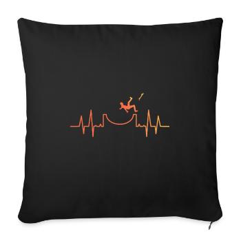 Heartbeat Skateboard Halfpipe Fail Gift - Throw Pillow Cover 17.5” x 17.5” - black - Front