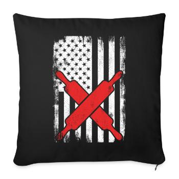 US Flag Baker - Throw Pillow Cover 17.5” x 17.5” - black - Front