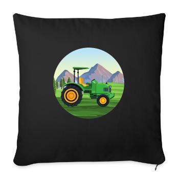 Idée cadeau agriculteurs : tracteur - Throw Pillow Cover 17.5” x 17.5” - black - Front