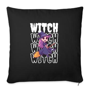 Witch - Throw Pillow Cover 17.5” x 17.5” - black - Front