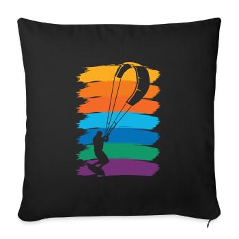 kitesurfer kitesurfing kiteboard surfing kite - Throw Pillow Cover 17.5” x 17.5” - black - Front