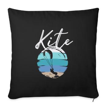 kitesurfer kitesurfing kiteboard surfing kite - Throw Pillow Cover 17.5” x 17.5” - black - Front