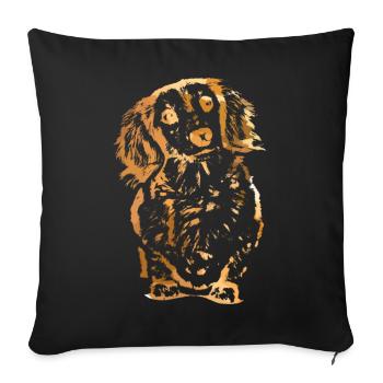 Golden Pup Silhouette Art - Throw Pillow Cover 17.5” x 17.5” - black - Front