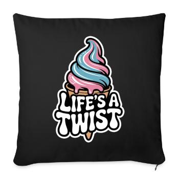  Life's A Twist Ice Cream Soft Serve Pastel Swirl - Throw Pillow Cover 17.5” x 17.5” - black - Front