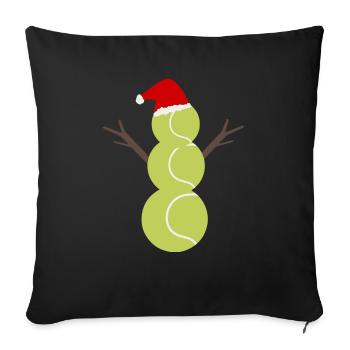 Tennis Ball Snowman - Throw Pillow Cover 17.5” x 17.5” - black - Front