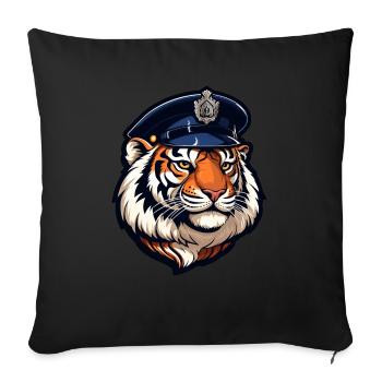 Tiger policeman - Throw Pillow Cover 17.5” x 17.5” - black - Front