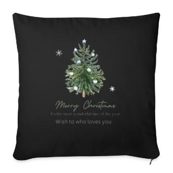 Christmas tree design - Throw Pillow Cover 17.5” x 17.5” - black - Front
