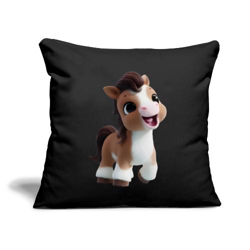 Sweet Cartoon Baby Pony in Brown and White - Throw Pillow Cover 17.5” x 17.5”