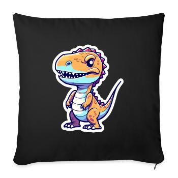 Tyrannosaurus Rex Illustration - Throw Pillow Cover 17.5” x 17.5” - black - Front