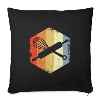 Vintage Rolling Pin Hand Mixer - Throw Pillow Cover 17.5” x 17.5” - black - Front