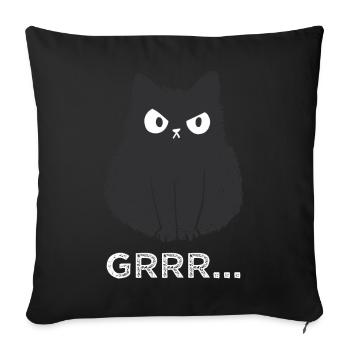funny cat - Throw Pillow Cover 17.5” x 17.5” - black - Front