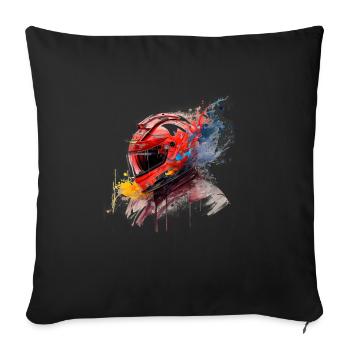 Velocity Shield Racing Helmet Splash - Throw Pillow Cover 17.5” x 17.5” - black - Front