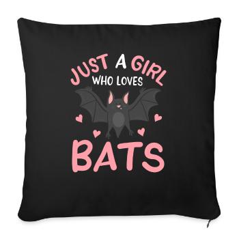 Bats Bat Lover - Throw Pillow Cover 17.5” x 17.5” - black - Front