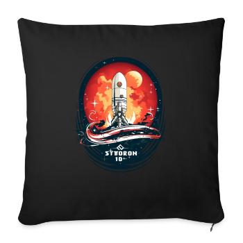 Rocket, space, rocket launch, astronaut, gift - Throw Pillow Cover 17.5” x 17.5” - black - Front