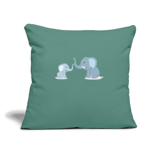 Father and Baby Son Elephant - Throw Pillow Cover 17.5” x 17.5”