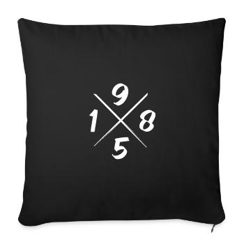 1985 - Throw Pillow Cover 17.5” x 17.5” - black - Front