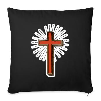 Rustic Cross Illustration for Faith Wear - Throw Pillow Cover 17.5” x 17.5” - black - Front