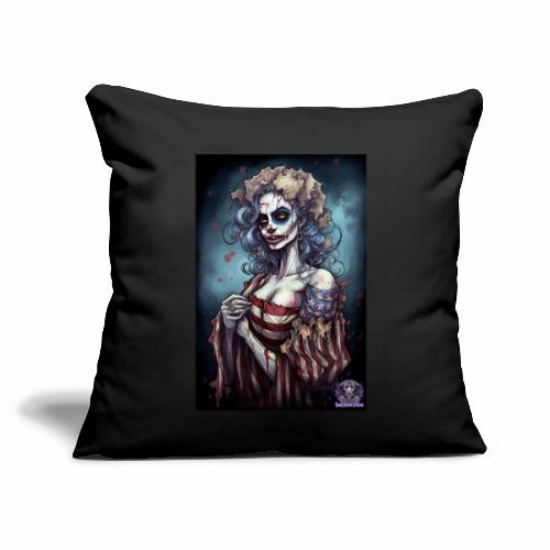 Patriotic Undead Zombie Caricature Girl #13 - Throw Pillow Cover 17.5” x 17.5”