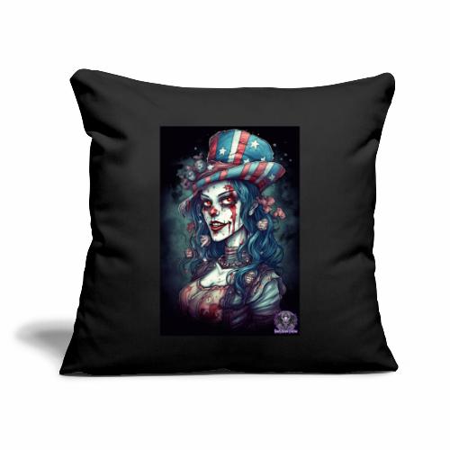 Patriotic Undead Zombie Caricature Girl #9B - Throw Pillow Cover 17.5” x 17.5”