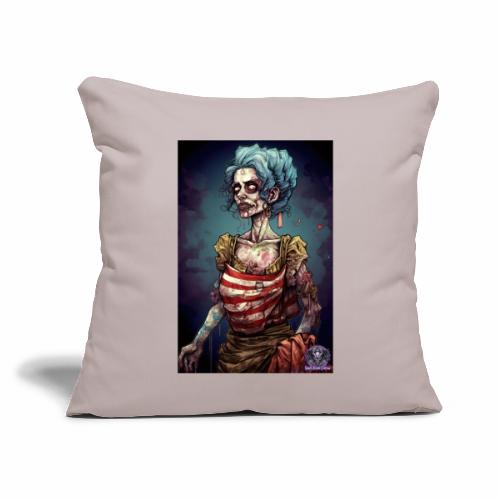 Patriotic Undead Zombie Caricature Girl #20 - Throw Pillow Cover 17.5” x 17.5”