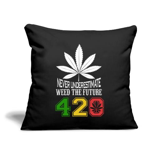 Chuckling 420 Future of Herb Weed Marijuana Design - Throw Pillow Cover 17.5” x 17.5”