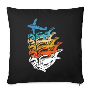 Skydive Parachute Jumper Skydiver - Throw Pillow Cover 17.5” x 17.5” - black - Front