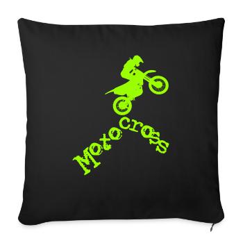 Motocross - Throw Pillow Cover 17.5” x 17.5” - black - Front