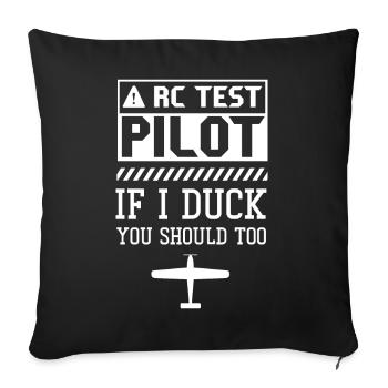 Rc Test Pilot Model Airplane Remote RC Plane - Throw Pillow Cover 17.5” x 17.5” - black - Front