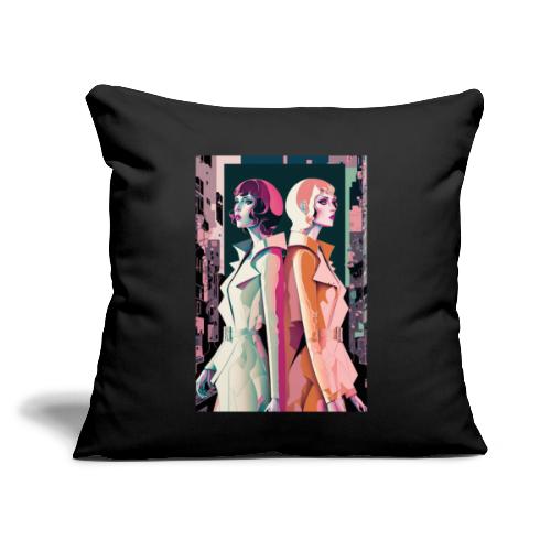 Trench Coats - Vibrant Colorful Fashion Portrait - Throw Pillow Cover 17.5” x 17.5”