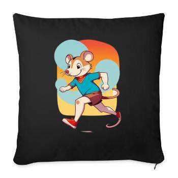 Mouse Running - Throw Pillow Cover 17.5” x 17.5” - black - Front