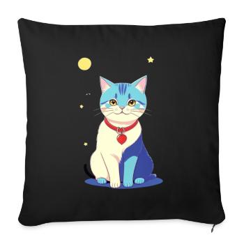 Kitty Cat - Throw Pillow Cover 17.5” x 17.5” - black - Front