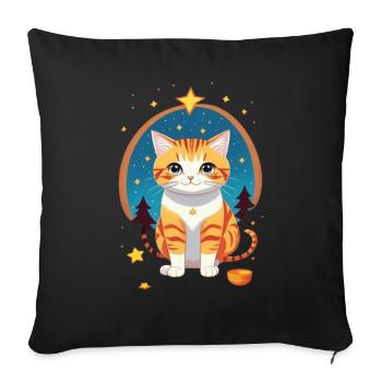 Kitty Cat - Throw Pillow Cover 17.5” x 17.5” - black - Front