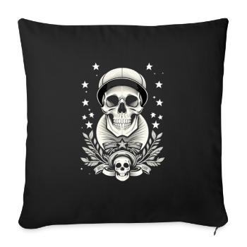 Skull Style - Throw Pillow Cover 17.5” x 17.5” - black - Front