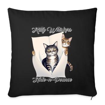 Kitty Whiskers - Throw Pillow Cover 17.5” x 17.5” - black - Front