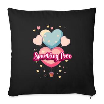 Sparkling Love - Throw Pillow Cover 17.5” x 17.5” - black - Front
