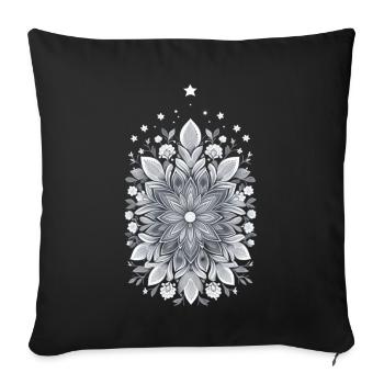 Flowers and Roses - Throw Pillow Cover 17.5” x 17.5” - black - Front