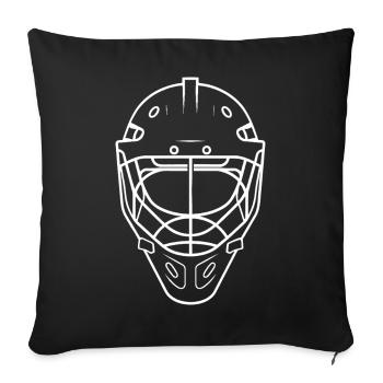 Ice Hockey Helmet Line Art - Throw Pillow Cover 17.5” x 17.5” - black - Front