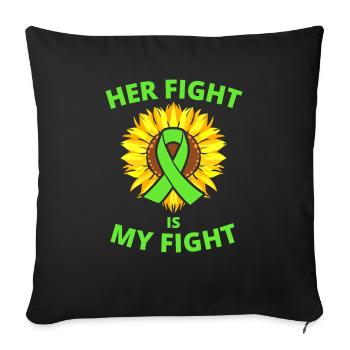 Cerebral Palsy Awareness Sunflower Green Ribbon - Throw Pillow Cover 17.5” x 17.5” - black - Front