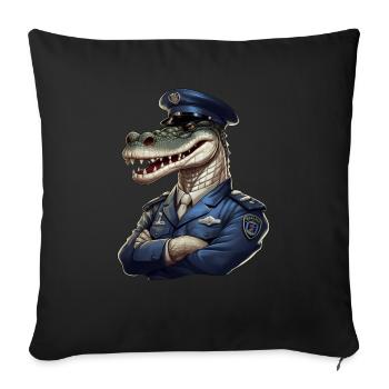 Crocodile policeman - Throw Pillow Cover 17.5” x 17.5” - black - Front